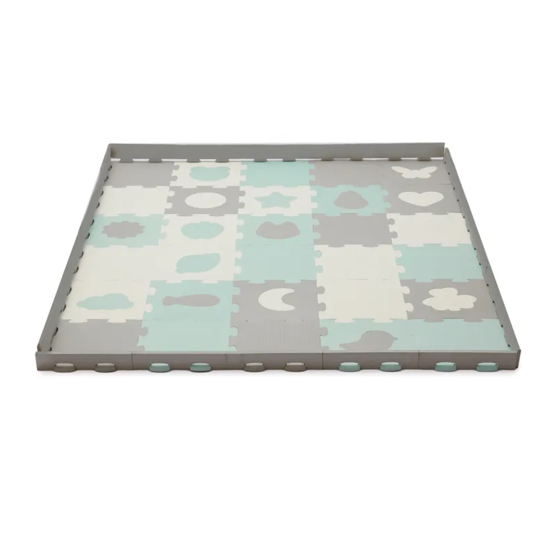 KINDERKRAFT Podložka pěnová puzzle Luno Shapes 185 x 165 cm Mint, 30ks, Premium