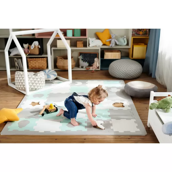 KINDERKRAFT Podložka pěnová puzzle Luno Shapes 185 x 165 cm Yellow, 30ks, Premium