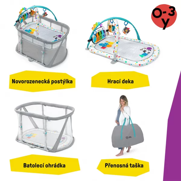 BABY EINSTEIN Podložka na hraní s ohrádkou a klavírem 3v1 Kick & Snooze™ 0m+