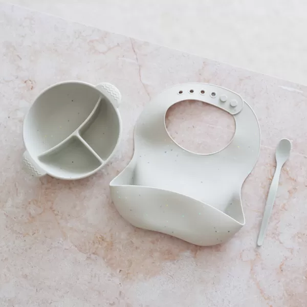 CANPOL BABIES Miska silikonová dělená s přísavkou Dots 360ml šedá