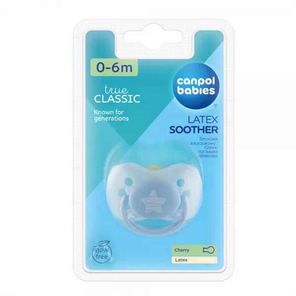 CANPOL BABIES Dudlík kaučukový třešinka 0-6 m Pastels, modrý
