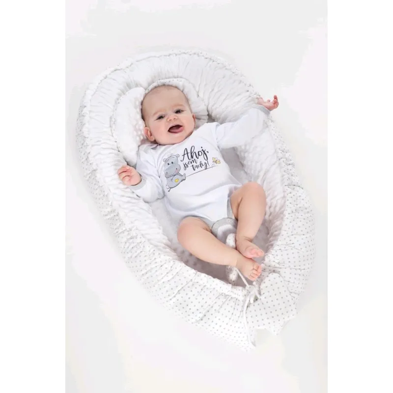 New Baby Luxusní hnízdečko s polštářkem a peřinkou z Minky růžové