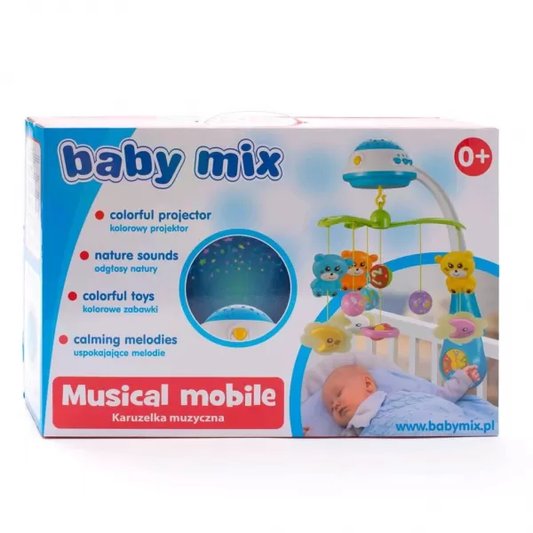 Baby Mix Kolotoč nad postýlku se světelným projektorem šedý