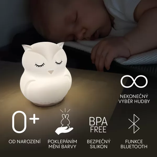 Zopa Silikonová LED noční lampička s hudbou vel. L