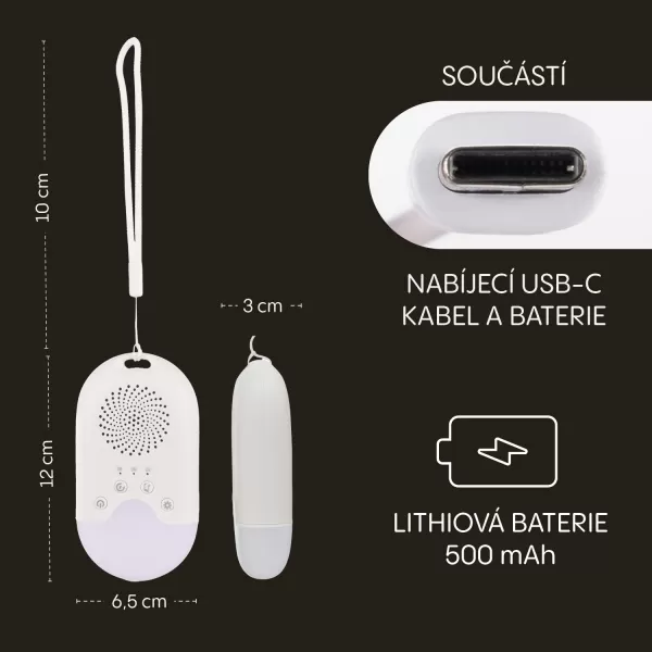 Zopa Přenosný usínací modul s LED světlem, bílým šumem a zvuky