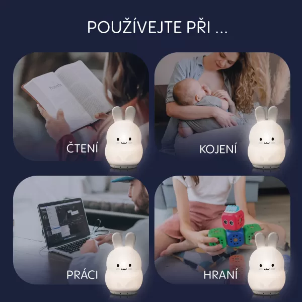 Zopa Silikonová LED noční lampička s hudbou vel. L