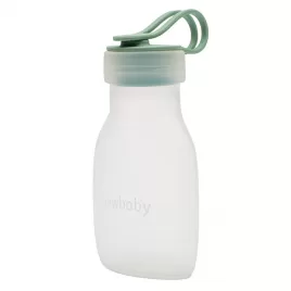 New Baby Silikonová lahvička na mateřské mléko modrá