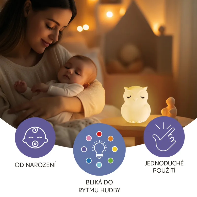 Zopa Silikonová LED noční lampička s hudbou vel. L