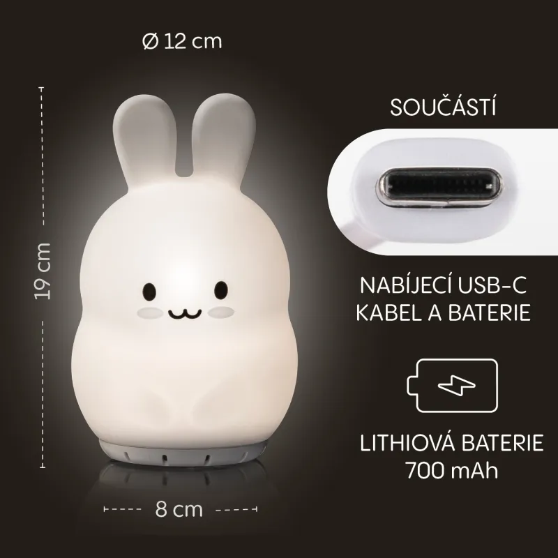 Zopa Silikonová LED noční lampička s hudbou vel. L