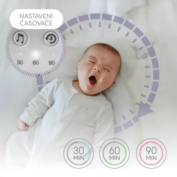 Zopa Přenosný usínací modul s LED světlem, bílým šumem a zvuky