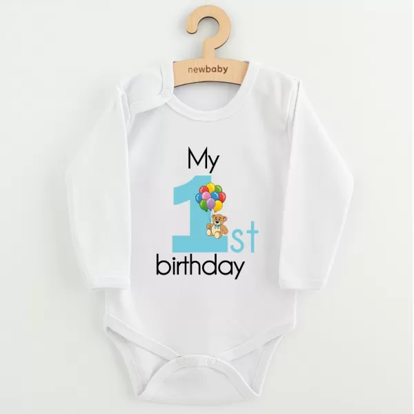 New Baby Dětské body s potiskem My first birthday blue