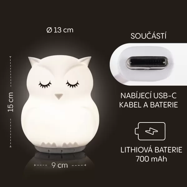 Zopa Silikonová LED noční lampička s hudbou vel. L