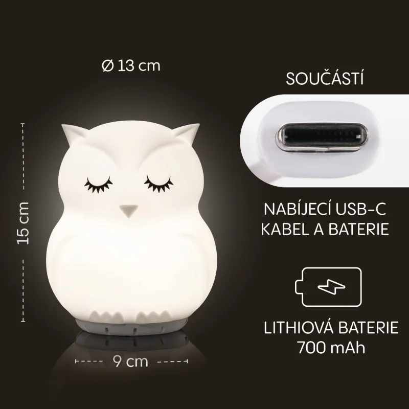 Zopa Silikonová LED noční lampička s hudbou vel. L
