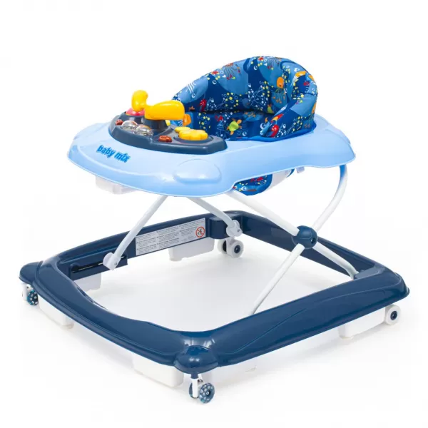 Baby Mix Dětské chodítko s volantem a silikonovými kolečky tmavě