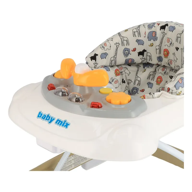 Baby Mix Dětské chodítko s volantem a silikonovými kolečky cappucino