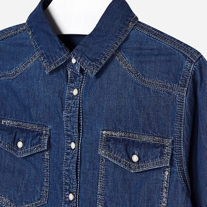 MAYORAL Košile modrá JEANS - 12 let (152)