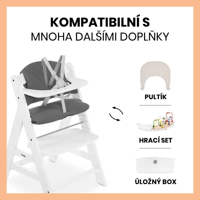 Hauck Polstrování Select na židličky Alpha+,Beta+ a Arketa, Muslin, Dark Grey