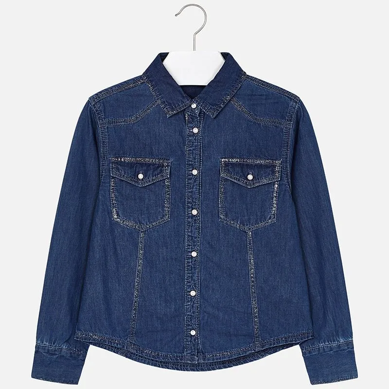 MAYORAL Košile modrá JEANS - 12 let (152)