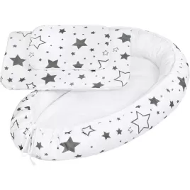 New Baby Luxusní hnízdečko s peřinkami pro miminko hvězdy šedé