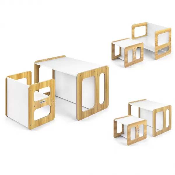 Milly Mally Sada nábytku Stella 3v1 stůl a židle Natural