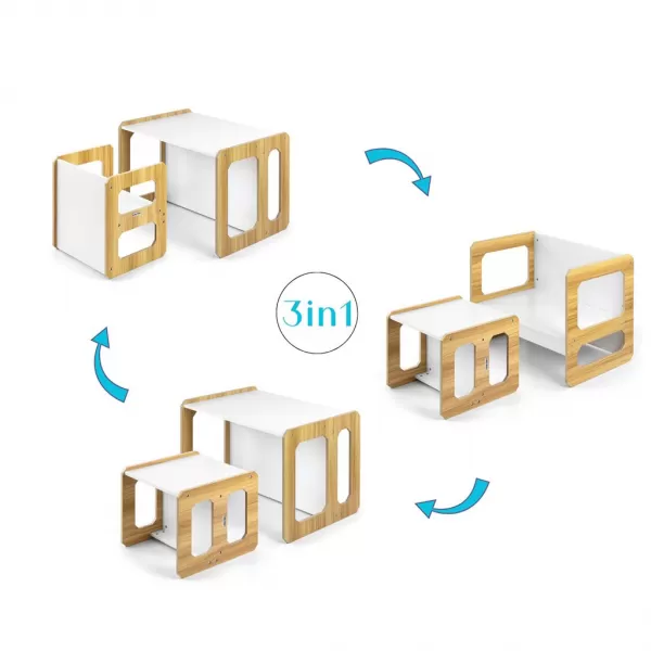 Milly Mally Sada nábytku Stella 3v1 stůl a židle Natural