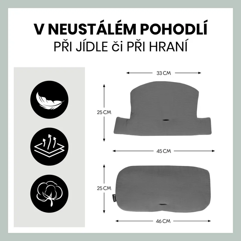 Hauck Polstrování Select na židličky Alpha+,Beta+ a Arketa, Muslin, Dark Grey