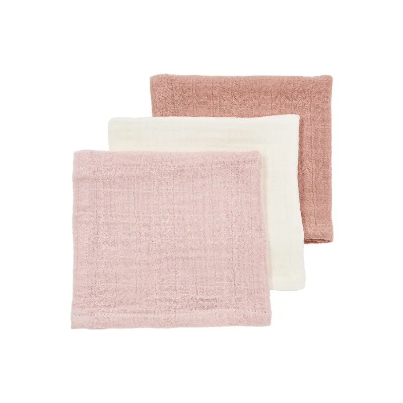 Meyco Mušelínová plena-žínka 3-balení - Soft rose/rose/natural