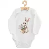 New Baby Dětské body s potiskem Králíček s květinkami