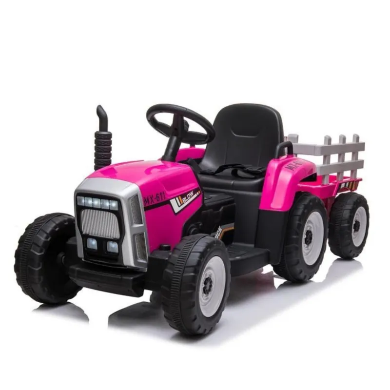 Baby Mix Elektrický traktor Erick s dálkovým ovladačem růžový