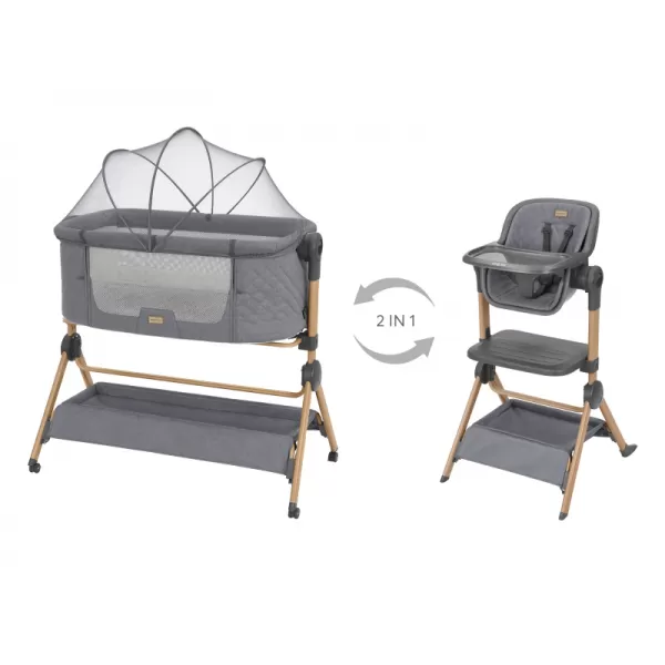 KikkaBoo Postýlka a židlička 2v1 Sleat Me Grey