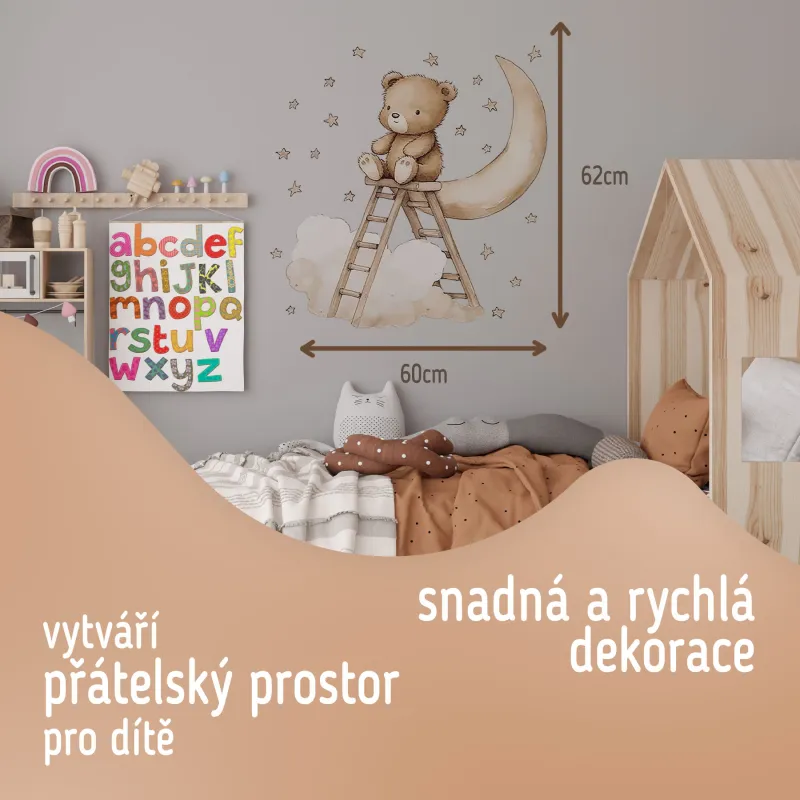 Sipo Nástěnné samolepky do dětského pokoje, Teddy bear on a ladder