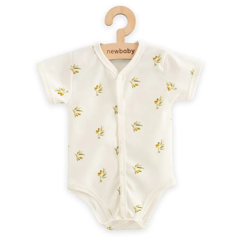 New Baby Kojenecké celorozepínací body s krátkým rukávem z organické bavlny Olivy