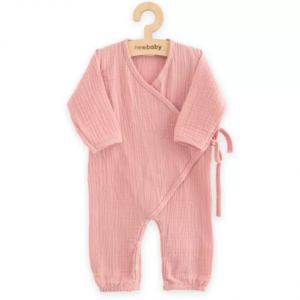 New Baby Kojenecký mušelínový overal pink