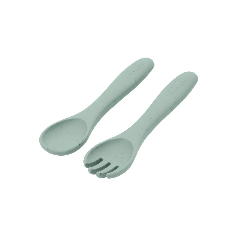 KikkaBoo Příbor 2-dílný Platinum Silicone