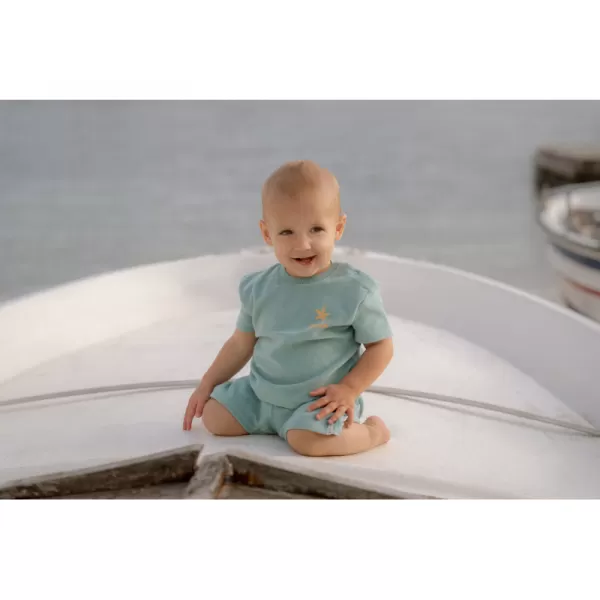 Little Dutch Tričko a kraťasy Seashells / Stripes Surf Blue vel. 74/80