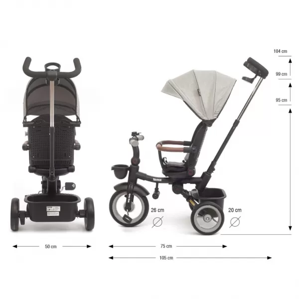 Milly Mally Luxusní dětská tříkolka s osvětlením Twinkle grey