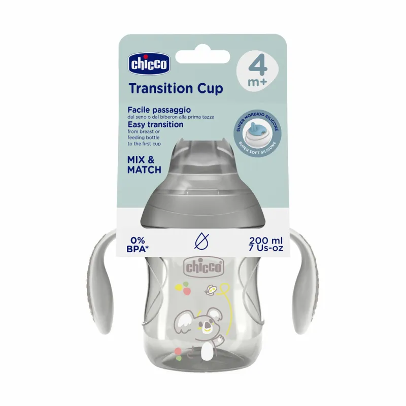 CHICCO Hrneček Transition učicí s držadly grey, 4m+