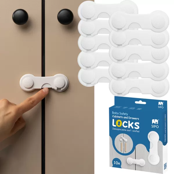 Sipo Bezpečnostní zámky na skříňky a zásuvky, sada 10 ks