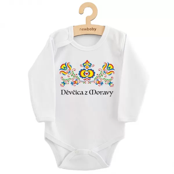 New Baby Dětské body s potiskem Lidový vzor Děvčica z Moravy