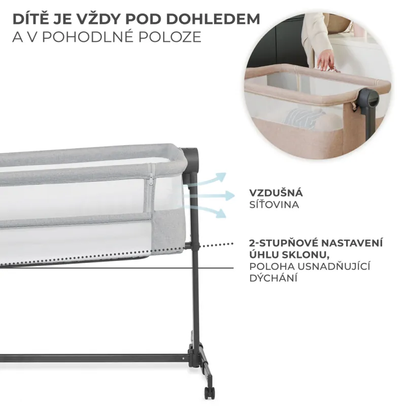 KINDERKRAFT Postýlka dětská polohovatelná Nestee Up2