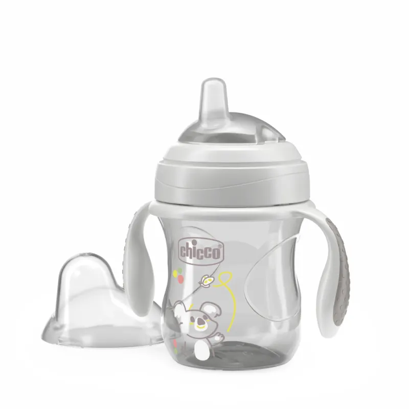 CHICCO Hrneček Transition učicí s držadly grey, 4m+