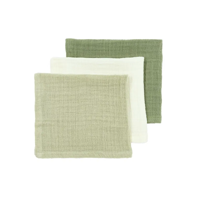 Meyco Mušelínová plena-žínka 3-balení - Natural/soft olive/olive green