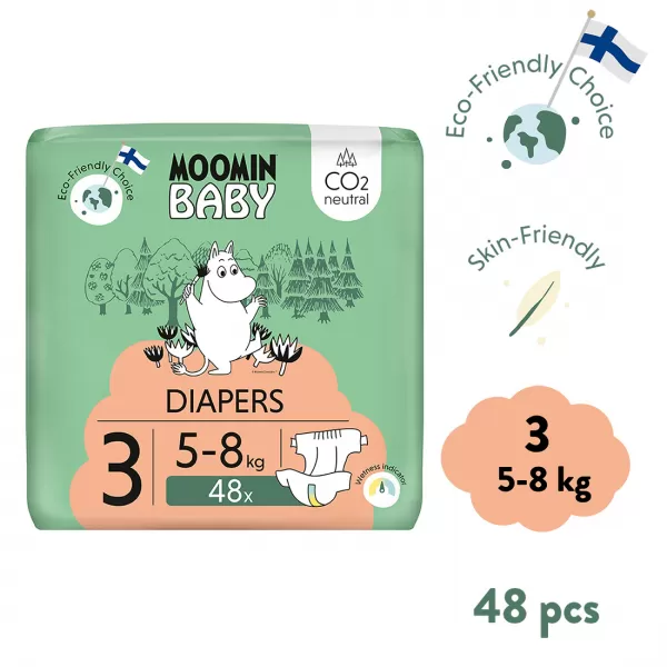 Moomin Baby 3 Midi 5–8 kg (48 ks), eko pleny