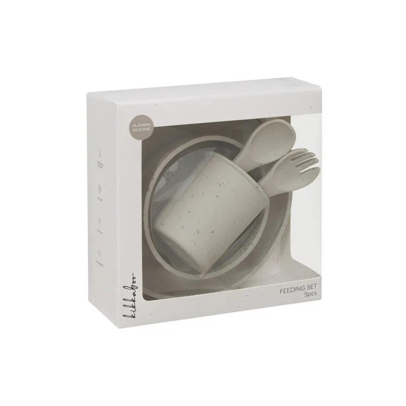 KikkaBoo Jídelní sada 5-dílná Platinum Silicone