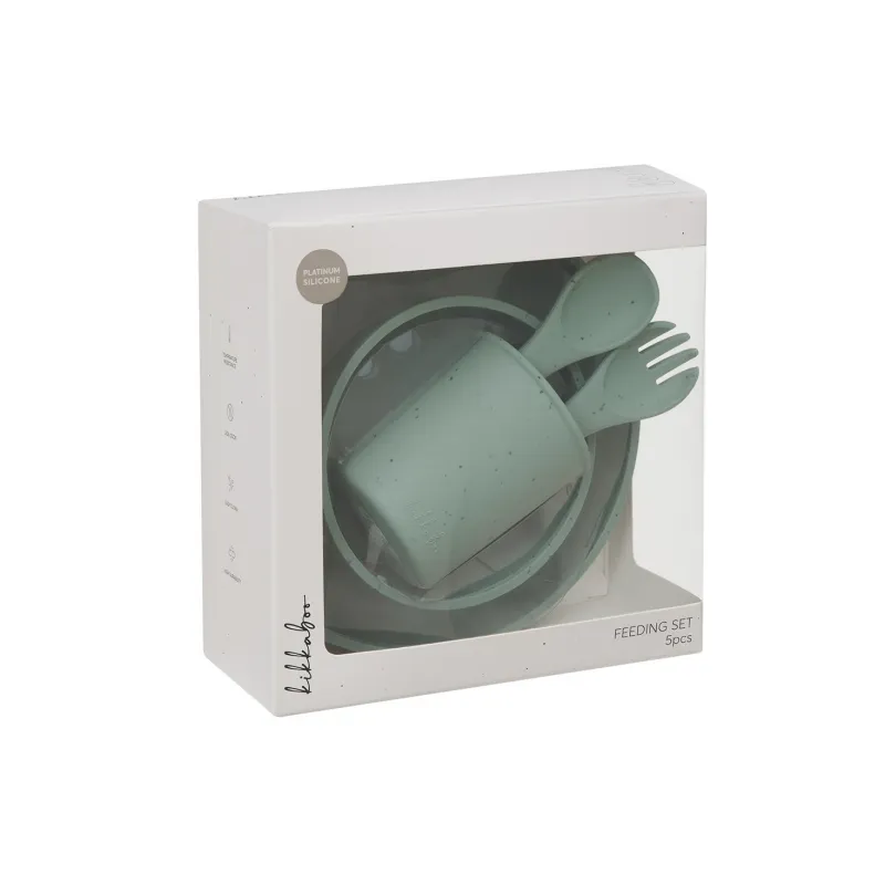 KikkaBoo Jídelní sada 5-dílná Platinum Silicone