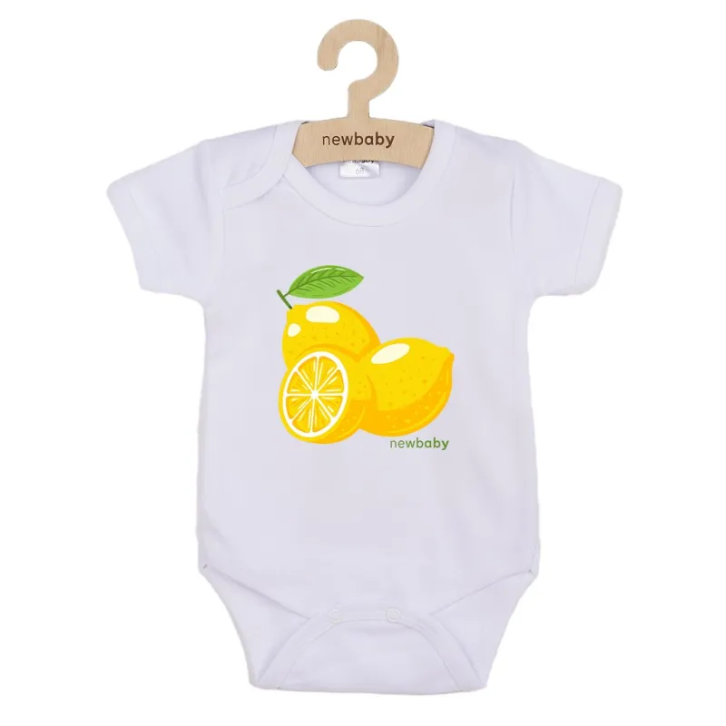 New Baby Dětské body s potiskem Lemon - krátký rukáv