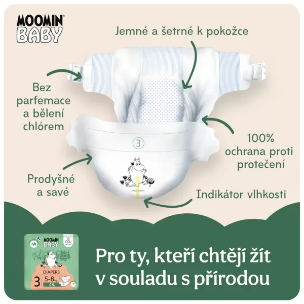 Moomin Baby 3 Midi 5–8 kg (48 ks), eko pleny