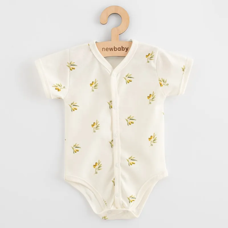 New Baby Kojenecké celorozepínací body s krátkým rukávem z organické bavlny Olivy
