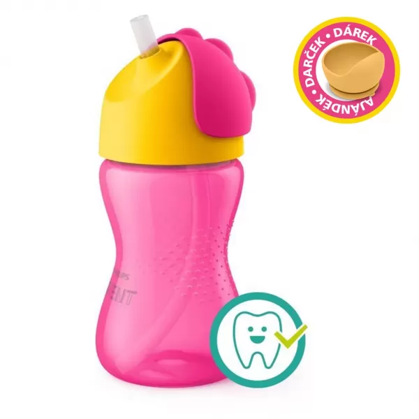 Philips AVENT Hrneček s ohebným brčkem 300 ml +dárek PETITE&MARS Miska 6m+