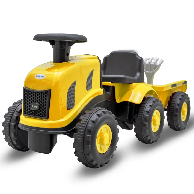 Baby Mix Dětské odrážedlo traktor s vlečkou Benny žlutý